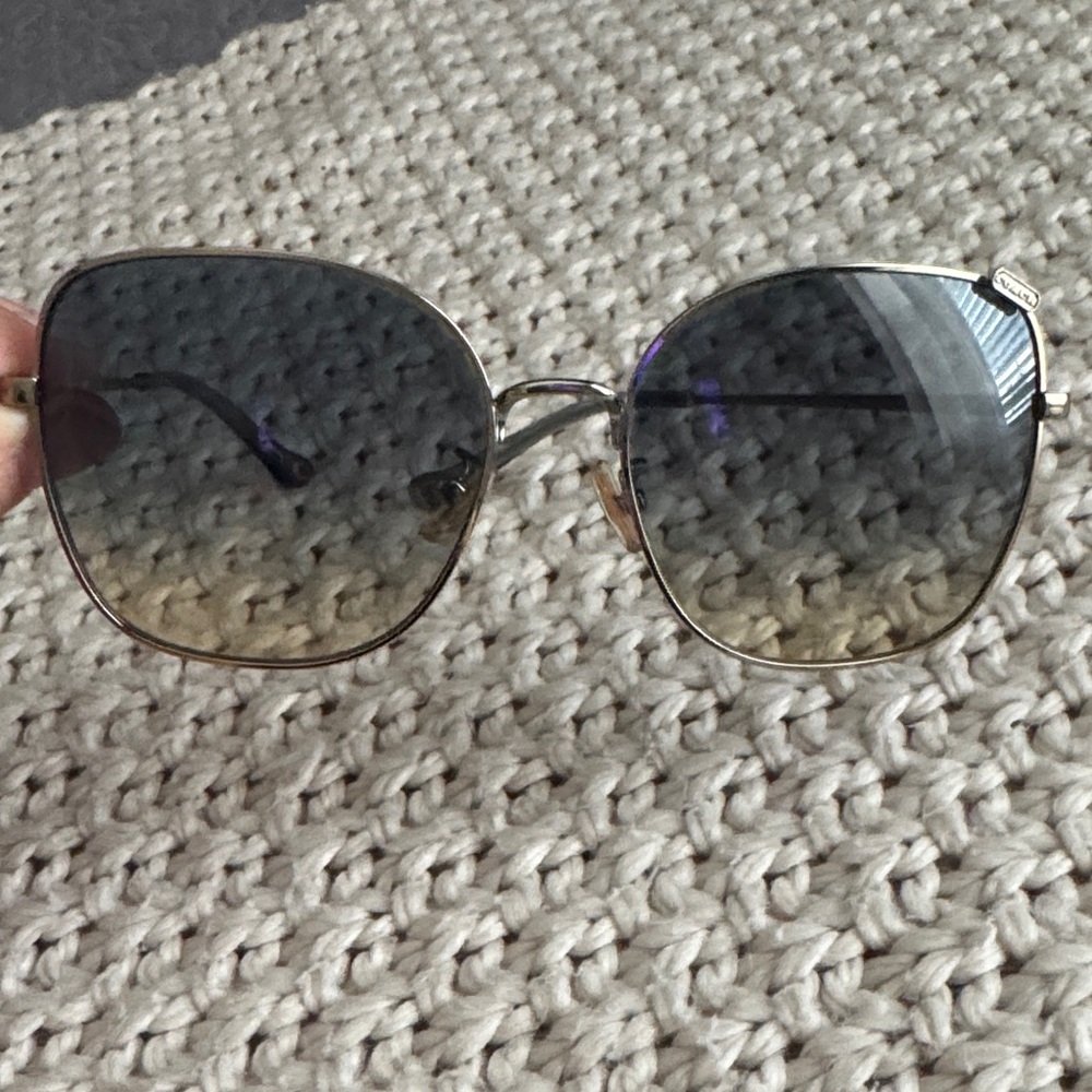 Coach Gold Metal Frame Sunglasses with Gradient blue Lenses